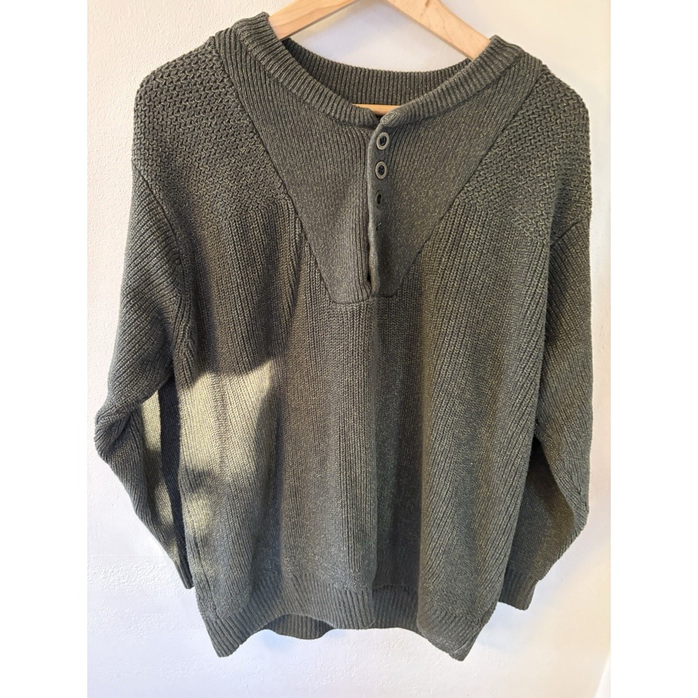 RedHead Henley Sweater Heavy Knit Pullover Forest Green Men’s 3XL